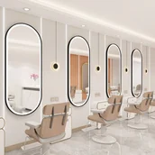 Meble fryzjerskie - Konsola konsoleta fryzjerska barberska kosmetyczna lustro LED rama aluminiowa 170x70 STD - miniaturka - grafika 1