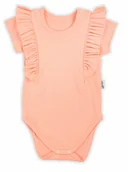 Body dla niemowląt - Niemowlęce body z krótkim rękawem i falbanką łososiowe Nicol,r.74 - miniaturka - grafika 1