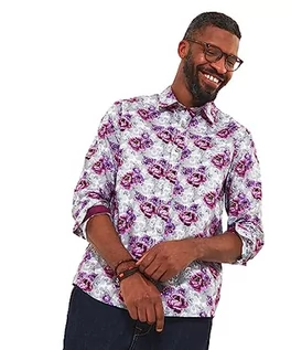 Koszule męskie - Joe Browns Męska koszula z długim rękawem w kwiaty z czaszką, szara, M, szary, M - grafika 1