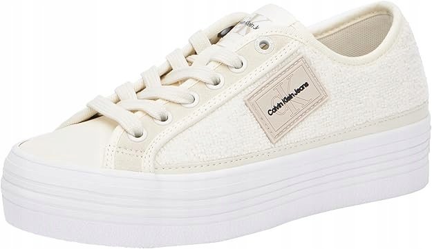CALVIN KLEIN JEANS KREMOWE SPORTOWE TRAMPKI NA PLATFORMIE 40 1J6D
