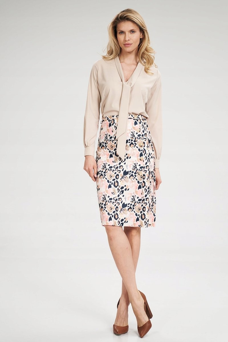 Elegancka SPÓDNICA z zakładką OZDOBNE GUZIKI motyw zwierzęcy S