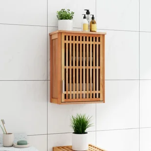 The Living Store Szafka łazienkowa naścienna 42x23x60 cm orzech lity - Szafki łazienkowe - miniaturka - grafika 1