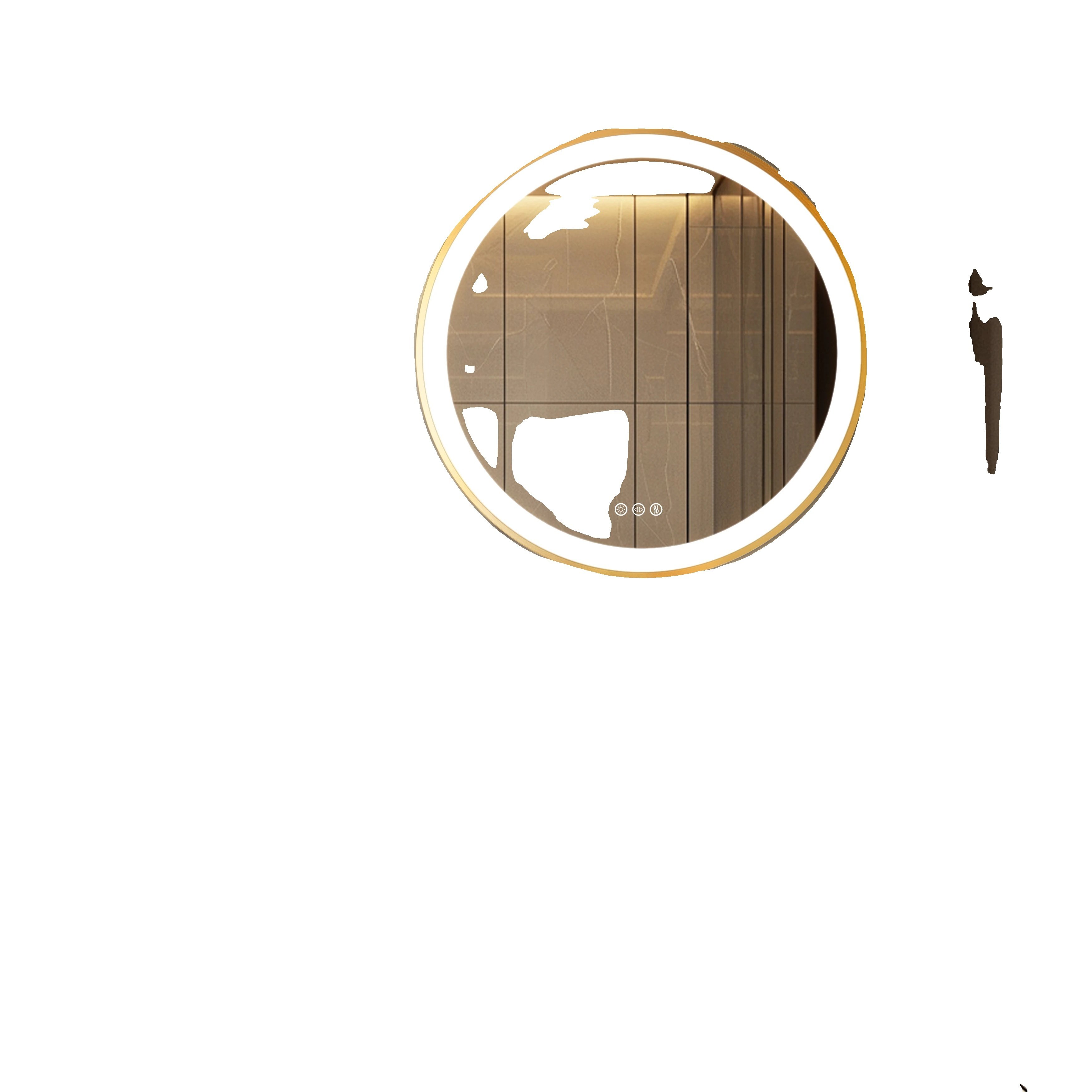 Lustro łazienkowe LED, funkcja przeciwmgielna, konfigurowalne oświetlenie, złote