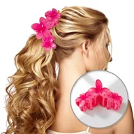 Ozdoby do włosów - Spinka do włosów klamra duża XL kwiat potrójny różowy 7 x 11cm SP386 - miniaturka - grafika 1