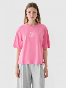 Damski t-shirt z nadrukiem 4F 4FRAW24TTSHF2582 - różowy - Koszulki sportowe damskie - miniaturka - grafika 1