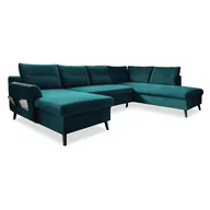 Narożniki - Turkusowa aksamitna rozkładana sofa w kształcie litery "U" Miuform Stylish Stan, prawostronna - miniaturka - grafika 1