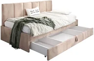 Łóżka dla dzieci i młodzieży - Łóżko młodzieżowe SORA 2 120x200 beżowe z tapicerowanym panelem i szufladą MKPOL - miniaturka - grafika 1