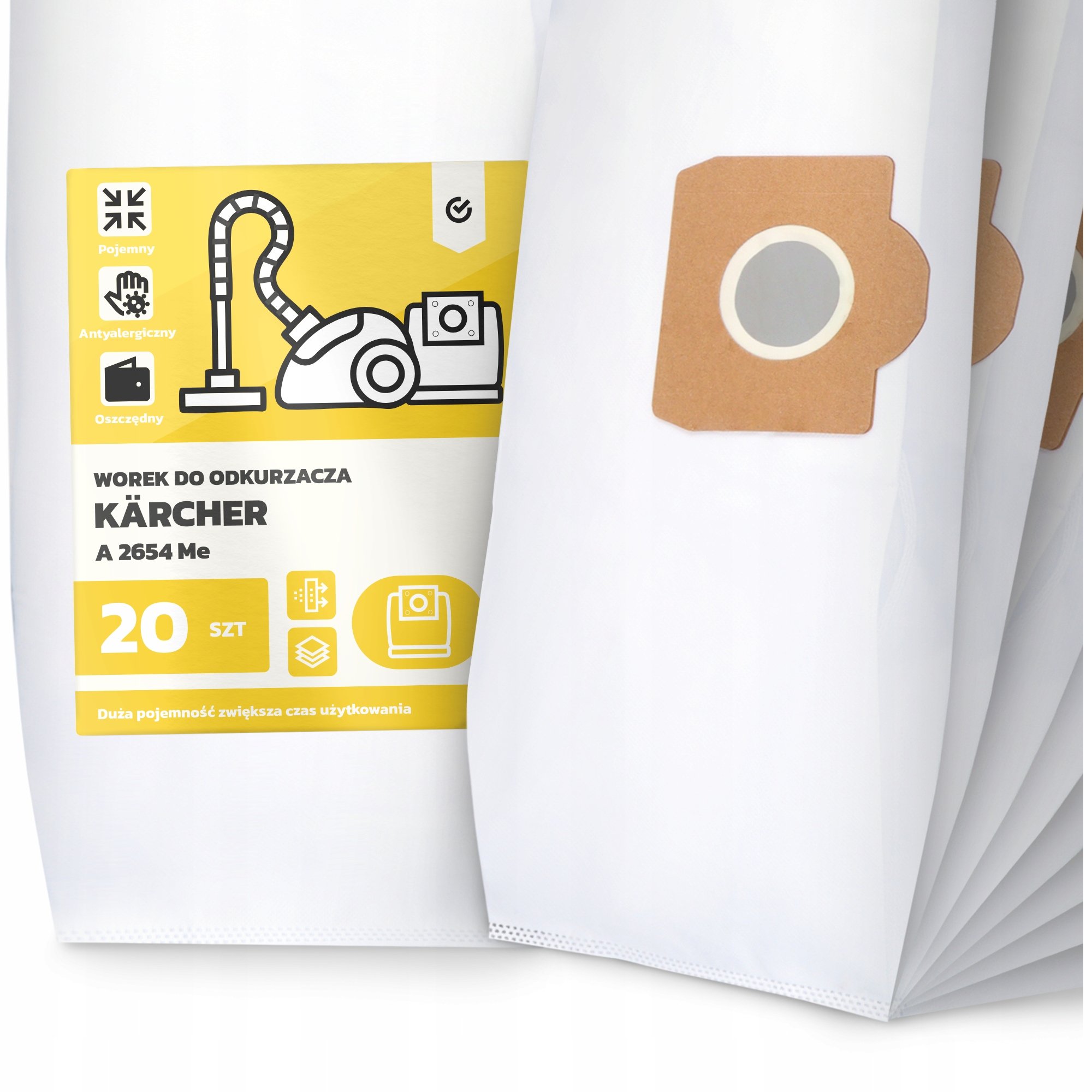 20x Worek do Odkurzacza Kärcher A 2654 Me Syntetyczny Pojemny Odporny Worki