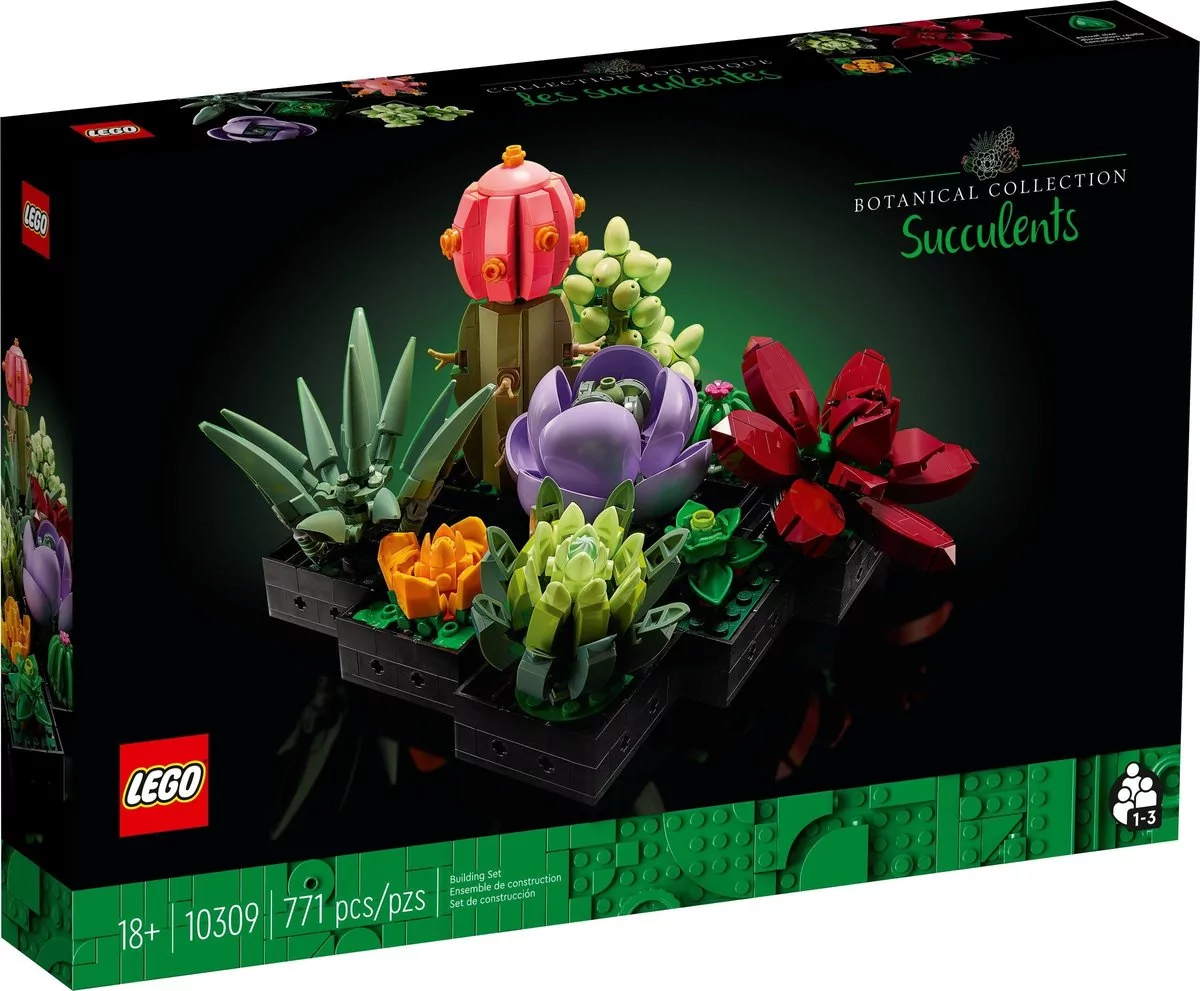 LEGO Sukulenty zestaw konstrukcyjny z roślinami dla dorosłych; zbuduj ozdobę z sukulentami do domu lub biura (771 elementów) 10309