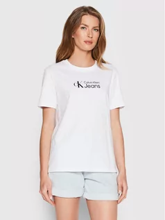 Koszulki i topy damskie - Calvin Klein Jeans T-Shirt J20J218201 Biały Regular Fit - grafika 1