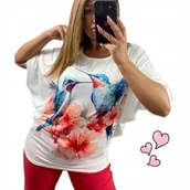 Bluzki damskie - SWETERKOWA BLUZKA DAMSKA koliber nietoperz luźna wygodna tunika 44 46 2XL - miniaturka - grafika 1