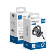 Uchwyty samochodowe do telefonów - BLUE STAR magnetyczny uchwyt samochodowy SMART LOCK X1 do kratki kompatybilny z MagSafe czarny - miniaturka - grafika 1
