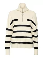 Swetry damskie - bestseller a/s Damski sweter Vmsaba Stripe Ls Highneck Blouse Ga Noos, brzoskwinia/paski: czarny, XS - miniaturka - grafika 1