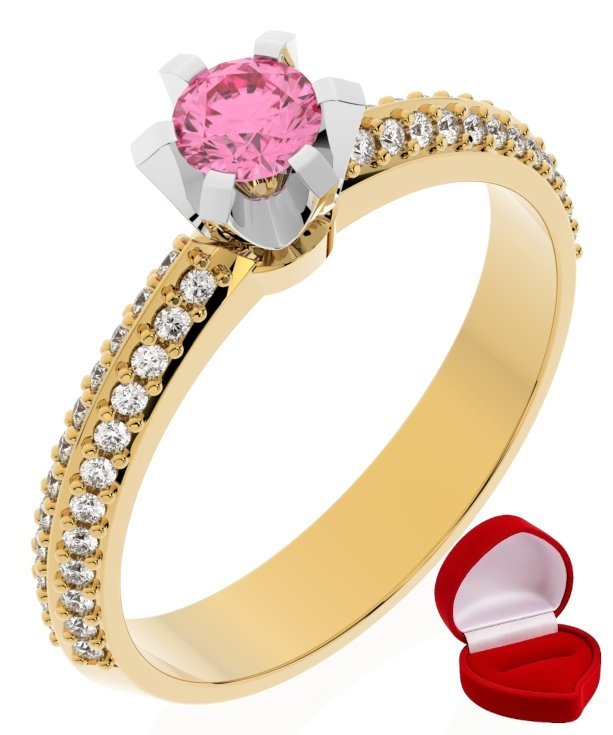 ZŁOTY PIERŚCIONEK ZARĘCZYNOWY 585 14k SZAFIR 0,19 ct + PUDEŁKO R28