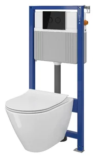 Cersanit Set B31 Aqua Zestaw Toaleta WC podwieszana 54x36,5 cm CleanOn bez kołnierza z ukrytym mocowaniem z deską sedesową wolnoopadającą i stelażem pneumatycznym Aqua 52 biały S701-323 odbiór osob - Stelaże i zestawy podtynkowe do WC - miniaturka - grafika 2