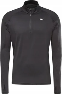 REEBOK - BLUZA MĘSKA - RUNNING QUARTER ZIP HI0051 czarna - Bluzy męskie - miniaturka - grafika 1