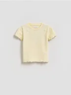 Bluzki dla niemowląt - Reserved - Bawełniany T-shirt z haftem - żółty - miniaturka - grafika 1