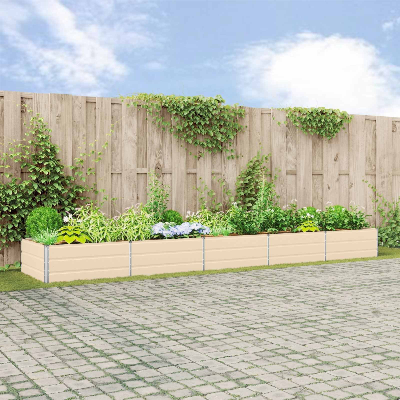 vidaXL Donica Kość słoniowa 195 x 100 x 45 cm Stal Galwanizowana