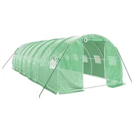 Szklarnie ogrodowe - Prolenta Premium - Szklarnia z ramą stalową zielona 24 m² 8x3x2 m - miniaturka - grafika 1