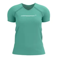 Bielizna sportowa męska - COMPRESSPORT Koszulka biegowa damska TRAINING SS LOGO T-SHIRT shell blue - miniaturka - grafika 1