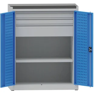 PARTNER B2B Metalowa szafa warsztatowa na narzędzia KOVONA, 1 półka, 3 szufladz, spawana, nośność 50 kg, 950 x 500 x 1170 mm 178593 - Pozostałe wyposażenie warsztatu - miniaturka - grafika 1
