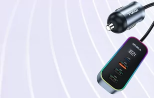 Ładowarka samochodowa Toocki 4xUSB + USB-C, 105W (szara) - Ładowarki samochodowe - miniaturka - grafika 4