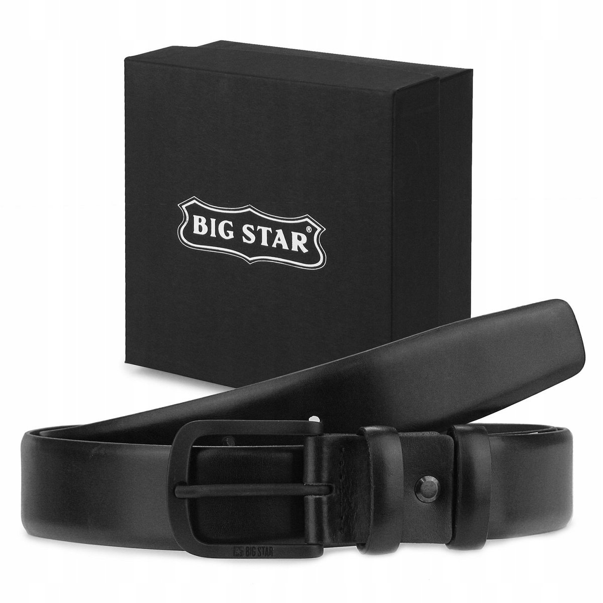 Pasek Skórzany Męski Big Star Do Spodni Czarny +Etui 105/120Cm