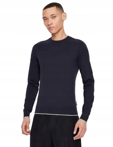 ARMANI EXCHANGE SWETER MĘSKI Z KASZMIREM GRANATOWY M 2J5A