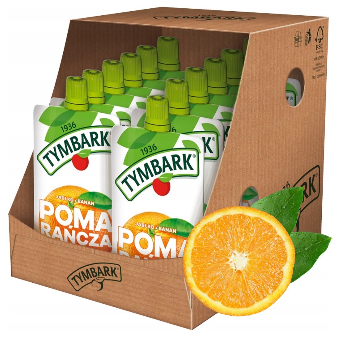 Tymbark Mus 100% pomarańcza marakuja jabłko banan 120 g x 12 sztuk