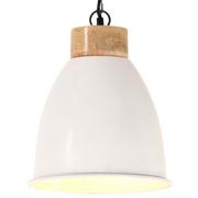 Lampy sufitowe - VidaXL Lumarko Industrialna lampa wisząca, białe żelazo i drewno, 23 cm, E27! 320882 VidaXL - miniaturka - grafika 1