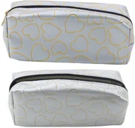 Piórniki - Piórnik jednokomorowy złote serca srebrny - miniaturka - grafika 1