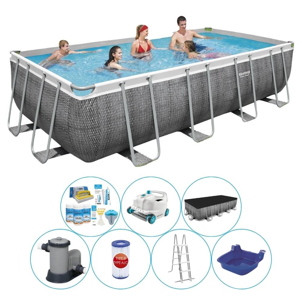 Basen Super Deal - Bestway Power Steel 549x274x122 cm - Rechteckig - Rattan