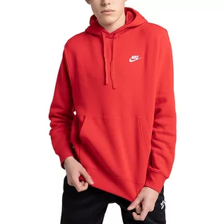 Bluzy sportowe męskie - Bluza Nike Sportswear Club Fleece BV2654-657 - czerwona - grafika 1