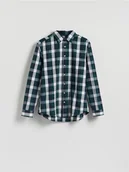 Koszule męskie - Reserved - Koszula regular fit w kratę - ciemnozielony - miniaturka - grafika 1