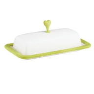 Inne naczynia kuchenne - Maselnica porcelanowa 21 x 11 cm z silikonem zielonym SUNNY - miniaturka - grafika 1
