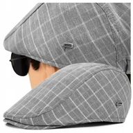 Czapki męskie - KASZKIET Męski Bawełniany na Lato Czapka w Kratkę SZARY Pako Jeans - miniaturka - grafika 1