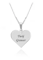 Wisiorki - Srebrny naszyjnik Serduszko Grawer - miniaturka - grafika 1