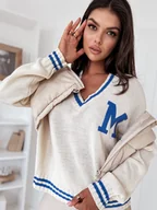 Swetry damskie - Sweter damski oversize MIRAGE kremowy Dstreet MY2222 - miniaturka - grafika 1
