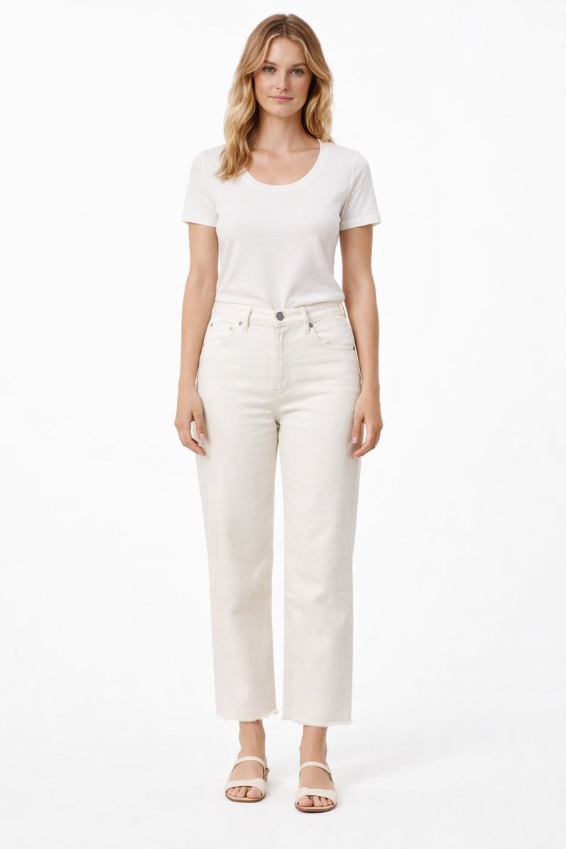 TOMMY HILFIGER PROSTE JEANSY DAMSKIE W KREMOWYM KOLORZE 28/30 I3A