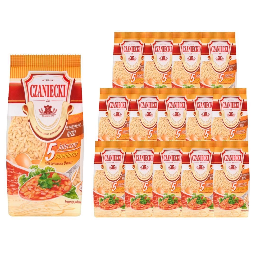 Czaniecki Makaron 5 jajeczny popularny w kształcie ryżu 250 g x14 sztuk