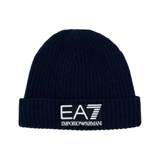 Czapki męskie - EA7 Wełniana czapka - grafika 1