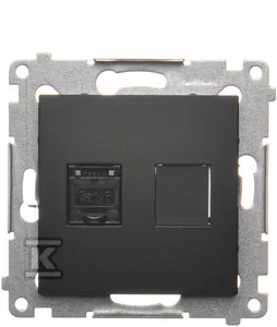 Kontakt Simon Simon 54 Gniazdo komputerowe pojedyncze RJ45 kategoria 6 z przesłoną przeciwkurzową (moduł) czarny mat D61.01/49 D61.01/49 - Gniazdka elektryczne - miniaturka - grafika 1