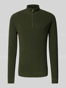 Sweter z dzianiny z kołnierzem model ‘Codford’ - Swetry męskie - miniaturka - grafika 1