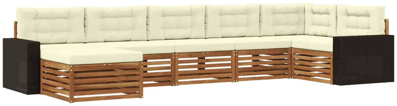 vidaXL Zestaw sof na zewnątrz z poduszką 7 pcs Naturalny i Kremowy