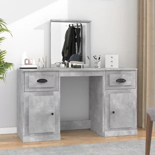 vidaXL Toaletka z lustrem, szarość betonu, 130x50x132,5 cm - Toaletki - miniaturka - grafika 1