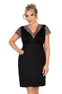 Bielizna nocna - Damska czarna haleczka Emma plus size 4XL - Pudełko podarunkowe - miniaturka - grafika 1