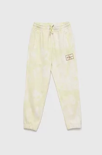 Spodnie i spodenki dla chłopców - Calvin Klein Jeans spodnie dresowe bawełniane dziecięce kolor zielony wzorzyste - grafika 1