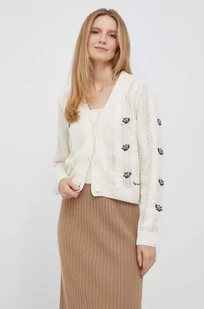 Pepe Jeans kardigan z domieszką wełny kolor beżowy - Swetry damskie - miniaturka - grafika 1