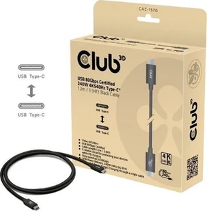 Club3D Kabel USB4 v2 Typ-C, 80Gbps, Certifikovaný kabel, 4K540Hz, 16K60Hz, PD 240W, 1m - Kable USB - miniaturka - grafika 1
