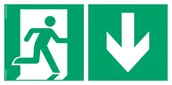 Systemy ekspozycyjne i znaki informacyjne - AE099 KIERUNEK DO WYJŚCIA EWAKUACYJNEGO W DÓŁ PRAWOSTRONNY, PS - PŁYTA PCV 1MM FOTOLUMINESCENCYJNA; (800X400MM) - miniaturka - grafika 1